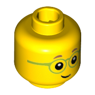 Tête de minifigurine fête d'anniversaire garçon, vert citron verres minces, enfant (Minifig Head Birthday Party Boy, Lime Thin Glasses, Child)
