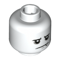 Tête de minifigurine araignée costume garçon, sourcils bas, bouche triste, dent pointue (Minifig Head Spider Suit Boy, Low Eyebrows, Sad Mouth, Sharp Tooth)