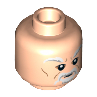 Tête de minifigurine Motif imprimé Ki-Adi-Mundi, sourcils blancs et gris, moustache et barbe [tenon creux] (Minifig Head Ki-Adi-Mundi, White and Grey Eyebrows, Mustache, and Beard Print [Hollow Stud])