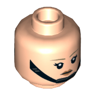 Tête de minifigurine corporelle zuzanu latt, jugulaire noire, sourcils beige foncés, motif imprimé dégoûté / en colère (Minifig Head Corporal Zuzanu Latt, Black Chin Strap, Dark Tan Eyebrows, Disgusted / Angry Print)
