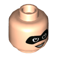 Tête de minifigurine Elastigirl (Mme Incroyable), Masque noir, Sourire ouvert / Motif imprimé en colère [tenon creux] (Minifig Head Elastigirl (Mrs. Incredible), Black Eyemask, Open Smile / Angry Print [Hollow Stud])