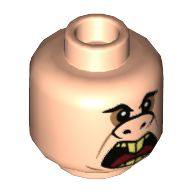 Minésoreur de tête minifigurine, sourcils, nez retourné (porc), petits yeux, motif : bouche ouverte [tenon creux] (Minifig Head Underminer, Eyebrows, Upturned Nose (Pig), Small Eyes, Open Mouth Print [Hollow Stud])