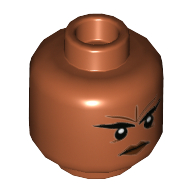 Tête de minifigurine brique, double visage, sourcils, Motif imprimé malheureux / en colère [tenon creux] (Minifig Head Brick, Dual Sided, Eyebrows, Unhappy / Angry Print [Hollow Stud])
