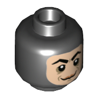 Tête de minifigurine Screenslaver, cagoule, visage nougat clair, Sourcils arqués épais, et motif : sourire en coin [tenon creux] (Minifig Head Screenslaver, Balaclava, Light Nougat Face, Thick Arched Eyebrows, and Smirk Print [Hollow Stud])
