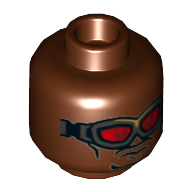 Tête de minifigurine Falcon, double visage, lunettes avec verres rouges / sans lunettes motif imprimé [tenon creux] (Minifig Head Falcon, Dual Sided, Goggles with Red Lenses / No Goggles Print [Hollow Stud])