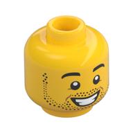 Tête de minifigurine, barbe naissante, souriant avec les dents / neutre (Minifig Head, Beard Stubble, Smiling with Teeth / Neutral)