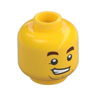 Tête de minifigurine, sourcils bruns, Sourire de dents tordues (Minifig Head, Brown Eyebrows, Crooked Teeth Smile)