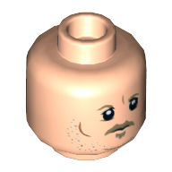 Tête de minifigurine tobias becchett, moustache beige foncée, motif : bouc (Minifig Head Tobias Beckett, Dark Tan Mustache, Goatee Print)
