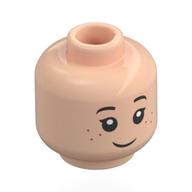 Tête de minifigurine, cils, taches de rousseur, motif imprimé heureux / triste (Minifig Head, Eyelashes, Freckles, Happy / Sad Print)