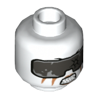 Tête de minifigurine Jet Jack, lunettes argentées, motif : en colère [tenon creux] (Minifig Head Jet Jack, Silver Goggles, Angry Print [Hollow Stud])