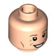 Tête de minifigurine triton scamander, sourcils nougat moyen et lignes de comte, motif imprimé grand sourire [tenon creux] (Minifig Head Newt Scamander, Medium Nougat Eyebrows and Countour Lines, Wide Grin Print [Hollow Stud])