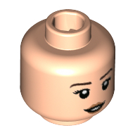 Tête de minifigurine Tina Goldstein, double visage, sourcils brun foncé, lèvres pêche, expression neutre / petit motif imprimé de sourire [tenon creux] (Minifig Head Tina Goldstein, Dual Sided, Dark Brown Eyebrows, Peach Lips, Neutral Expression / Small Smile Print [Hollow Stud])