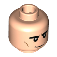 Tête de minifigurine percival tombes / gellert grindelwald, double visage, sourcils épais, sourire, sourcils blancs et moustache / motif imprimé œil droit gris [tenon creux] (Minifig Head Percival Graves / Gellert Grindelwald, Dual Sided, Eyebrows Thick, Smile, White Eyebrows and Mustache / Gray Right Eye Print [Hollow Stud])