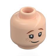 Tête de minifigurine Ron Weasley, taches de rousseur, sourcils bruns rougeâtres, sourire / motif imprimé effrayé (Minifig Head Ron Weasley, Freckles, Reddish Brown Eyebrows, Smile / Scared Print)