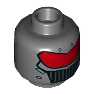 Tête de minifigurine Batman, double visage, visière rouge, grille, motif imprimé ininterrompu / cassé [tenon creux] (Minifig Head Batman, Dual Sided, Red Visor, Grate, Unbroken / Broken Print [Hollow Stud])