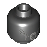 Tête de minifigurine Détraqueur, lignes de joue gris pâle, motif imprimé bouche ronde (Minifig Head Dementor, Light Bluish Gray Cheek Lines, Round Mouth Print)