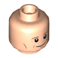 Tête de minifigurine Newt Scamander, double visage, sourcils et contours de nougat moyen, motif : sourire / effrayé [tenon creux] (Minifig Head Newt Scamander, Dual Sided, Medium Nougat Eyebrows and Contour Lines, Smile / Scared Print [Hollow Stud])