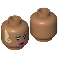 Tête de minifigurine Seraphina Picquery, sourcils, lèvres magenta, Serrures de cheveux blanches motif imprimé [tenon creux] (Minifig Head Seraphina Picquery, Eyebrows, Magenta Lips, White Locks of Hair Print [Hollow Stud])