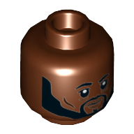 Tête de minifigurine résistance pilote, sourcils, barbe, bouche fermée / masque respiratoire motif imprimé (Minifig Head Resistance Pilot, Eyebrows, Beard, Closed Mouth / Breathing Mask Print)