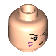 Tête de minifigurine D.Va, double face, clin d'œil et violet Marquages / Soufflant Bubblegum Bubble motif imprimé [tenon creux] (Minifig Head D.Va, Dual Sided, Winking and Purple Markings / Blowing Bubblegum Bubble Print [Hollow Stud])