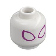 Tête de minifigurine fantôme araignée (Spider-Man), grands yeux blancs avec motif imprimé contour magenta (Minifig Head Ghost Spider (Spider-Man), Large White Eyes with Magenta Outline Print)