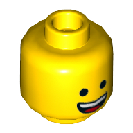 Tête de minifigurine Emmet, double visage, sourire heureux / motif imprimé au cri [tenon creux] (Minifig Head Emmet, Dual Sided, Happy Smile / Scream Print [Hollow Stud])