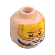 Tête de minifigurine Luke Skywalker, jugulaire, sourire, visière haut / visière bas motif imprimé (Minifig Head Luke Skywalker, Chin Strap, Smile, Visor Up / Visor Down Print)