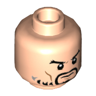 Tête de minifigurine Hanzo, bouc, barbe légère, nougat moyen joue lignes motif imprimé [tenon creux] (Minifig Head Hanzo, Goatee, Light Beard, Medium Nougat Cheek Lines Print [Hollow Stud])