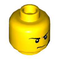 Tête de minifigurine, micro-casque, froncement de sourcils (Minifig Head, Headset, Angry Frown)