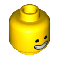 Tête de minifigurine Emmet, grand Sourire avec dents fermées, yeux ouverts / yeux fermés (Minifig Head Emmet, Wide Smile with Closed Teeth, Open Eyes / Closed Eyes Print)