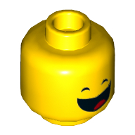 Tête de minifigurine Benny, double visage, froncement de sourcils / sourire avec bouche grande ouverte montrant le motif imprimé langue [tenon creux] (Minifig Head Benny, Dual Sided, Frown / Smile with Wide Open Mouth Showing Tongue Print [Hollow Stud])