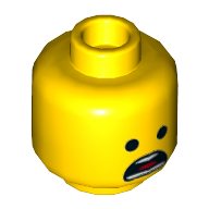 Tête de minifigurine Emmet, double visage, clin d'œil sourire / bouche ouverte peur motif imprimé [tenon creux] (Minifig Head Emmet, Dual Sided, Winking Smile / Open Mouth Scared Print [Hollow Stud])