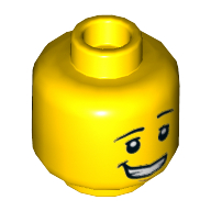 Tête de minifigurine melon d'eau mec, sourcils gauche soulevés, sourire déséquilibré, motif : yeux / lunettes de soleil (Minifig Head Watermelon Dude, Eyebrows Left Raised, Lopsided Smile, Eyes / Sunglasses Print)