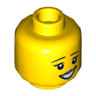 Tête de minifigurine Crayon Girl, double visage, sourcils, lèvres rose foncé, sourire montrant les dents, yeux ouverts / Yeux fermés motif imprimé [tenon creux] (Minifig Head Crayon Girl, Dual Sided, Eyebrows, Dark Pink Lips, Smile Showing Teeth, Eyes Open / Eyes Closed Print [Hollow Stud])