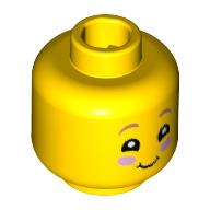 Tête de minifigurine Patineur de poulet, joues roses, crissement, sourire (Minifig Head Chicken Skater, Pink Cheeks, Squeal, Smile)