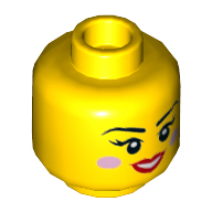 Tête de minifigurine Candy Rapper, double visage, Blush rose vif, lèvres rouges, sourire / clin d'œil droit motif imprimé [tenon creux] (Minifig Head Candy Rapper, Dual Sided, Bright Pink Blush, Red Lips, Smiling / Winking Right Eye Print [Hollow Stud])