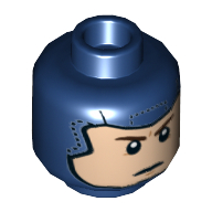 Tête de minifigurine Captain America, cagoule, nougat clair visage, déterminé / sourire motif imprimé (Minifig Head Captain America, Balaclava, Light Nougat Face, Determined / Smile Print)