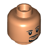 Tête de minifigurine Bail Organa, moustache noire, Barbe fine (Minifig Head Bail Organa, Black Moustache, Thin Beard)