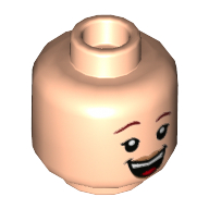 Tête de minifigurine Jessie, Sourcils rouges foncés féminins, bouche ouverte de sourire, dents (Minifig Head Jessie, Female Dark Red Eyebrows, Open Smile Mouth, Teeth)