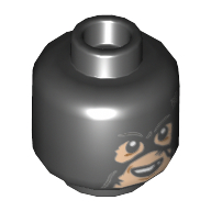 Tête de minifigurine Bourreau, Masque noir avec trous pour les yeux et les mites, bouche ouverte, dents (Minifig Head Executioner, Black Mask with Eye and Moth Holes, Open Mouth, teeth)