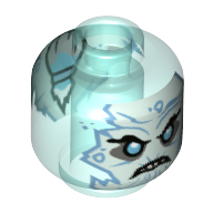 Tête de minifigurine visage blanc, yeux azur moyen, en colère, dents (Minifig Head White Face, Medium Azure Eyes, Angry, Teeth)