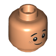 Tête de minifigurine hudson harper, taches de rousseur, sourire tordu (Minifig Head Hudson Harper, Freckles, Crooked Smile)