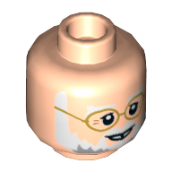 Tête de minifigurine John Hammond, Sourire, Dent manquante (Minifig Head John Hammond, Smile, Missing Tooth)
