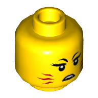 Tête de minifigurine akita, en colère, rayures rouges sur les joues, les dents, les crocs (Minifig Head Akita, Angry, Red Stripes on Cheeks, Teeth, Fangs)