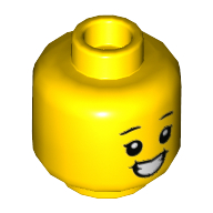 Tête de minifigurine Enfant, Sourire, Bouche ouverte Dents / fermé Yeux imprimés (Minifig Head Child, Smile, Open Mouth Teeth / Closed Eyes Print)