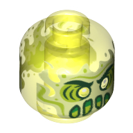 Tête de minifigurine Fantôme, Slime, yeux jaunes, motif imprimé (Minifig Head Ghost, Slime, Yellow Eyes, Print)