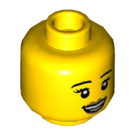 Tête de minifigurine, sourcils, lèvres nougat moyen, Sourire / Motif imprimé brut (Minifig Head, Eyebrows, Medium Nougat Lips, Smile / Grossed Out Print)