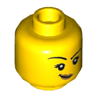 Tête de minifigurine, sourcils, lèvres nougat moyen, sourire avec sourcil droit levé / léchant les lèvres motif imprimé (Minifig Head, Eyebrows, Medium Nougat Lips, Smirk with Raised Right Eyebrow / Licking Lips Print)