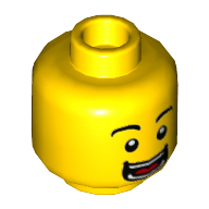 Tête de minifigurine, sourcils, grand sourire ouvert avec les dents et la langue / rougir avec motif imprimé de dents (Minifig Head, Eyebrows, Wide Open Smile with Teeth and Tongue / Blushing with Teeth Print)