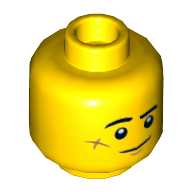 Tête de minifigurine Jack Davids, sourcils, cicatrice sur joue, motif : sourire / effrayé (Minifig Head Jack Davids, Eyebrows, Scar on Cheek, Smile / Scared Print)